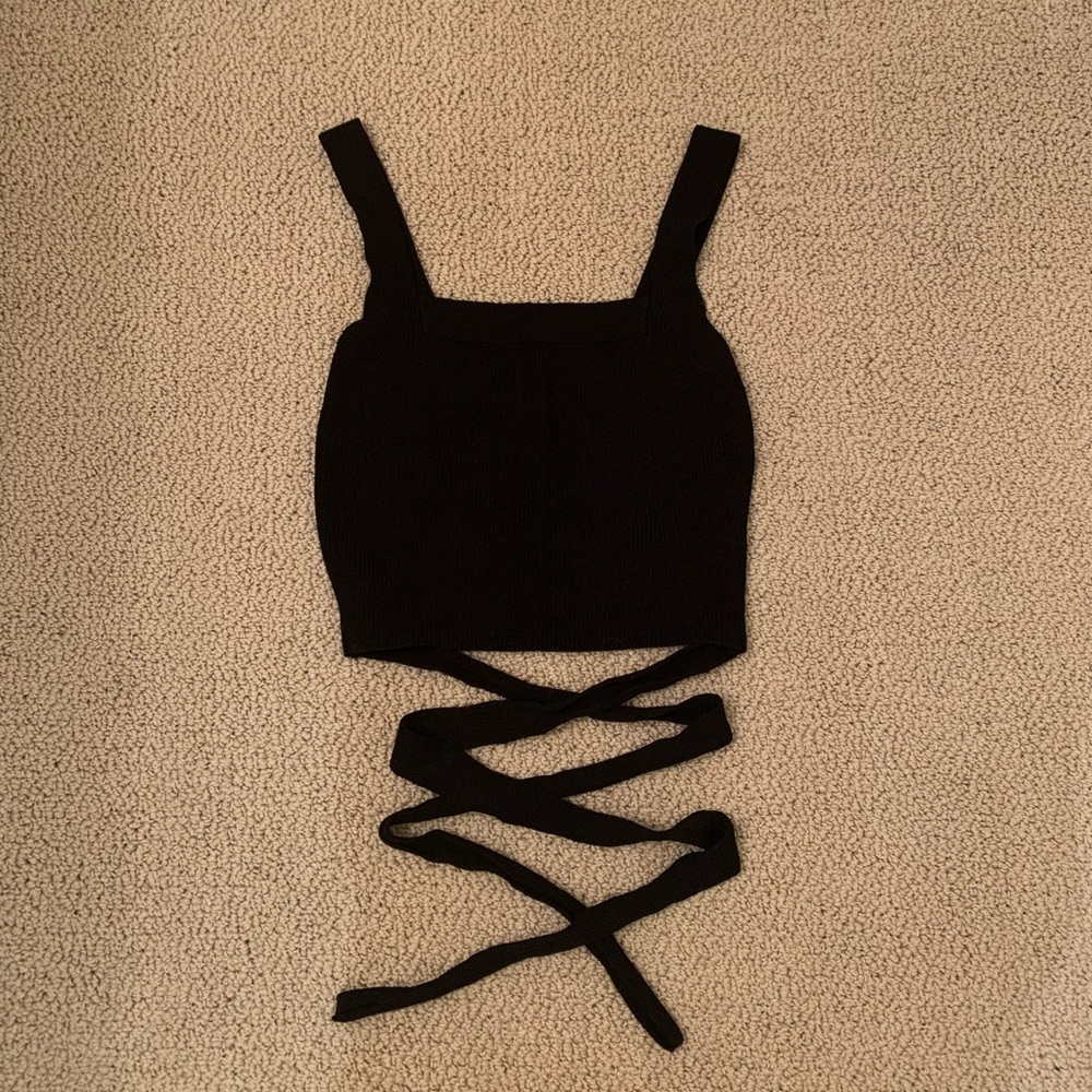 Urban outfitters black tank top with tie bottom